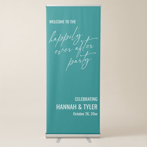 Welcome to the Happily Ever After Party Teal Retractable Banner