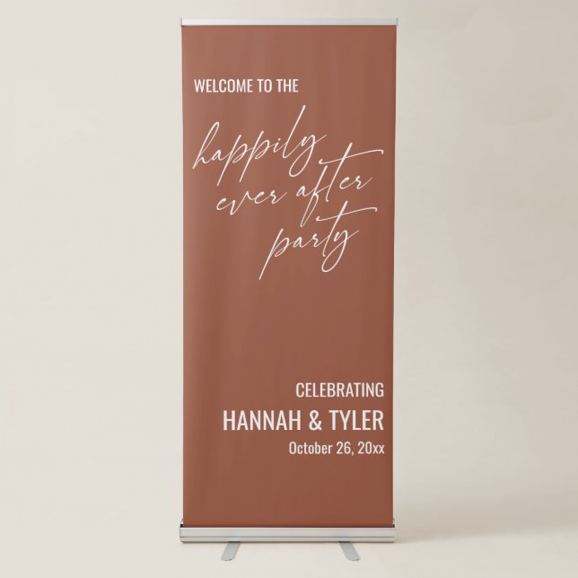 Welcome to the Happily Ever After Party Terracotta Retractable Banner (Front)