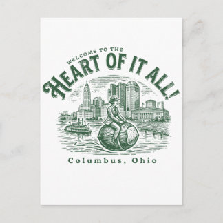 Welcome to the Heart of it All Columbus City Ohio Postcard