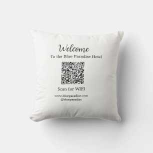 Welcome to the hotel restaurant villa scan QR WIFI Throw Pillow