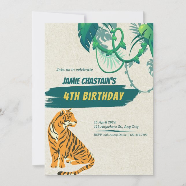 Welcome to the Jungle 4nd Birthday Invitation (Front)