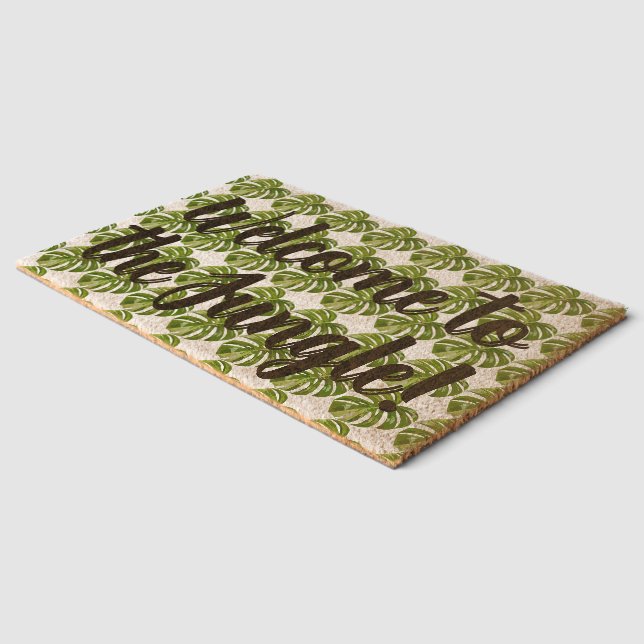 Welcome to the Jungle Monstera Plant Art Door Mat  (Corner)