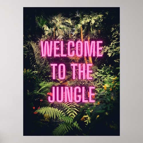Welcome to the Jungle Neon Party Poster