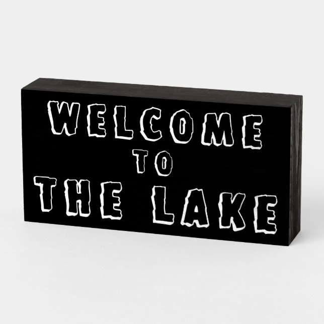 "Welcome to The LAKE" Guest Message Wood Box Sign (Angled Horizontal)