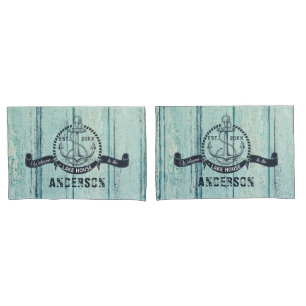 Welcome to the Lake House Blue Wood Pillow Case