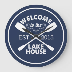 Welcome to the Lake House Canoe Paddles Large Clock