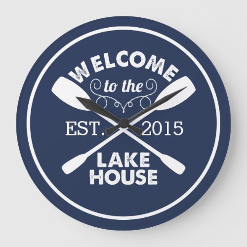 Welcome to the Lake House  Canoe Paddles Large Clock
