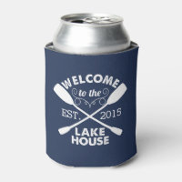 Welcome to the Lake House | Navy & White Can Cooler