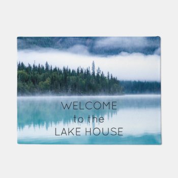 Welcome To The Lake House Reflection Nature Photo Doormat by angela65 at Zazzle