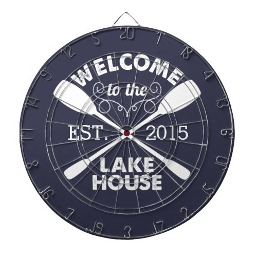 Welcome to the Lake House  Rustic Canoe Paddles Dartboard With Darts