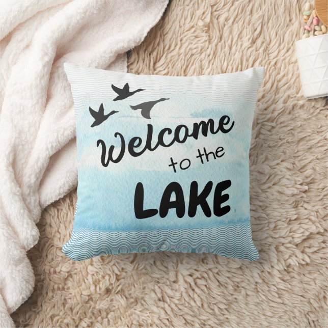 Welcome to the Lake Throw Pillow (Blanket)