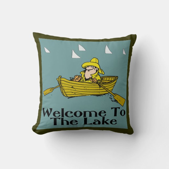 wELCOME tO tHE lAKE Throw Pillow (Front)