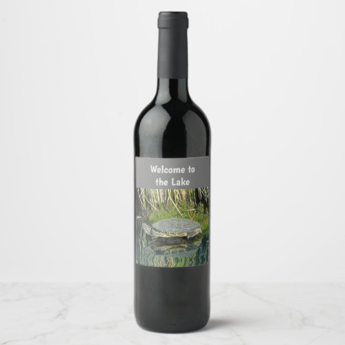 Welcome to the Lake Turtle Water Reflection Nature Wine Label