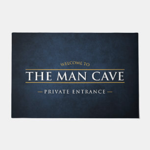 Welcome to the Man Cave blue grunge door mat