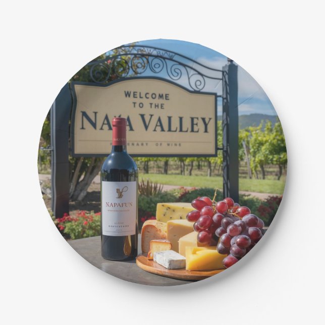 Welcome to the Napa Valley Wine Bottle Paper Plates (Front)