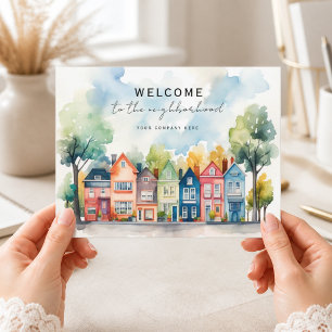 Welcome to the Neighborhood Blue Green Townhouses Postcard