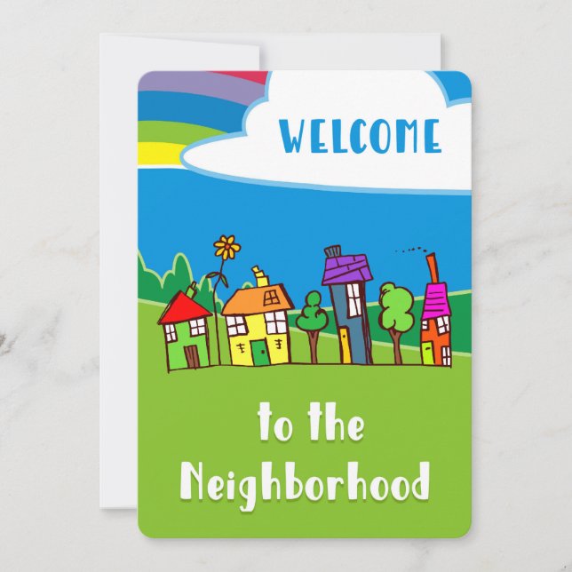 Welcome To The Neighborhood Cute Houses Card (Front)