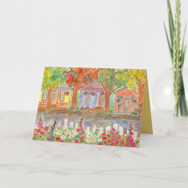 Welcome To The Neighborhood Houses Picket Fence Card (Front)