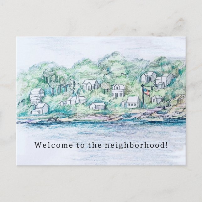 Welcome to the Neighborhood Lake Houses Village Postcard (Front)