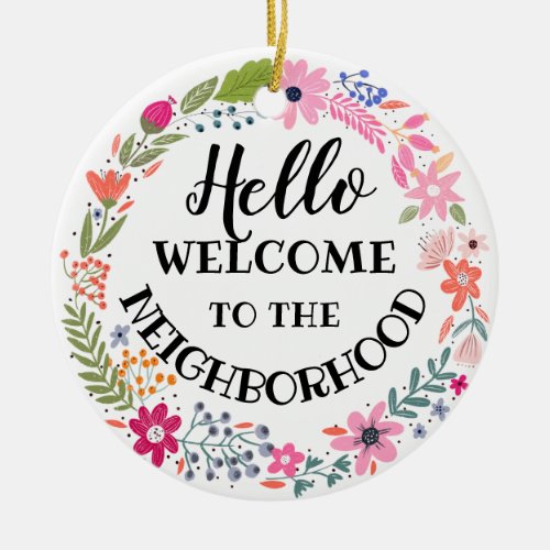 welcome to the neighborhood new home note card ceramic ornament