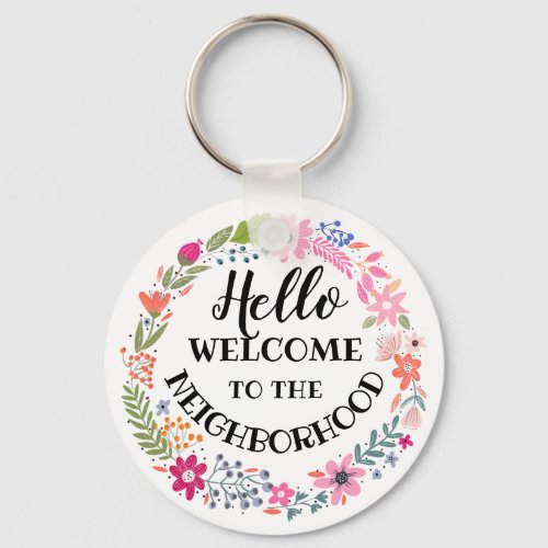 welcome to the neighborhood new home note card keychain