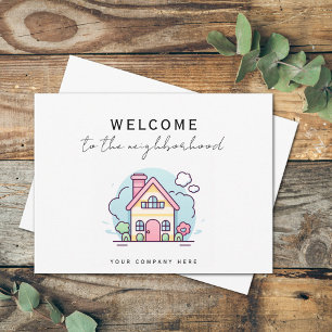 Welcome to the Neighborhood Pastel Cottage Art Postcard