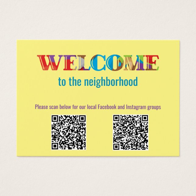 WELCOME to the Neighborhood Profile Card (Front)