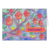 Welcome to the Neighborhood Red Bird House (Front Horizontal)