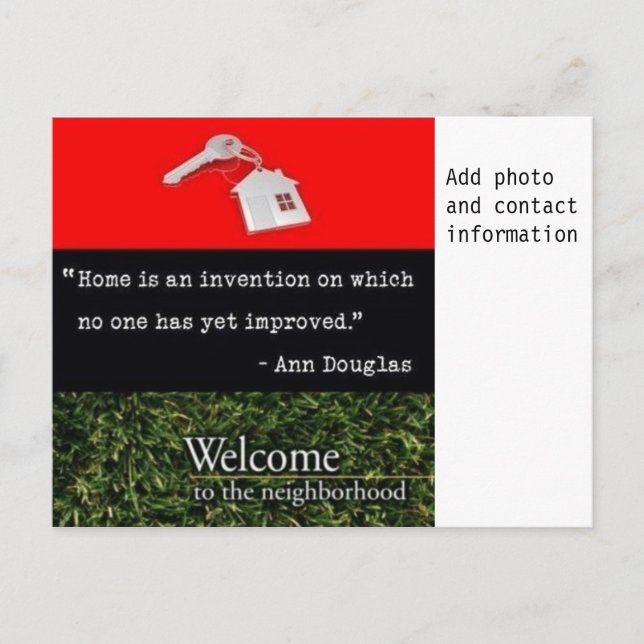 Welcome To The Neighborhood Red Black Green Postcard (Front)