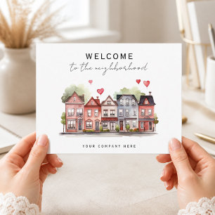 Welcome to the Neighborhood Red Heart Row Houses Postcard