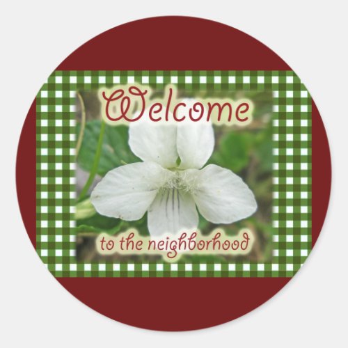 Welcome to the Neighborhood White Violet Classic Round Sticker