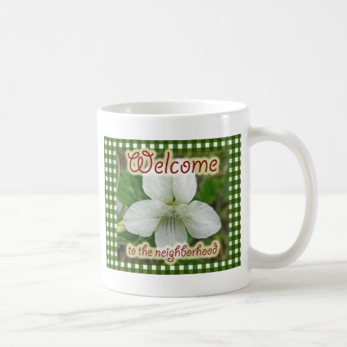 Welcome to the Neighborhood White Violet Coffee Mug