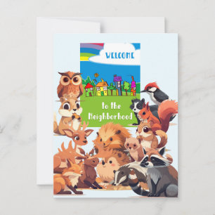 Welcome To The Neighborhood Woodland Animals  Postcard