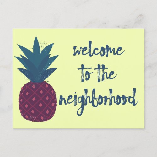 Welcome To The Neighborhood Yellow Pineapple Postcard