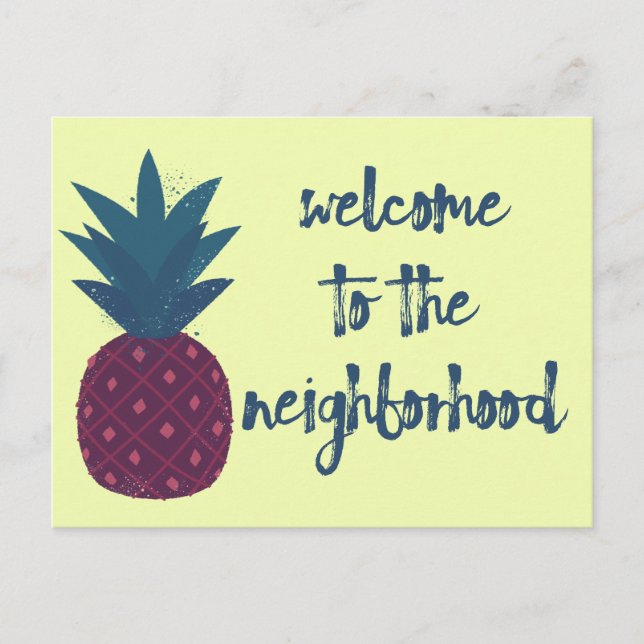 Welcome To The Neighborhood Yellow Pineapple Postcard (Front)