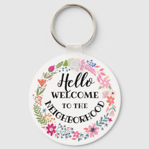 welcome to the neighbourhood new home note card keychain