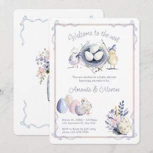Welcome to the Nest Bird Eggs Baby Shower Invitation