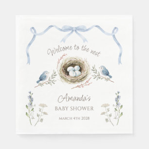 Welcome to the Nest Blue Ribbon Baby Shower Napkins