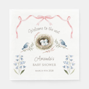 Welcome to the Nest Pink Ribbon Baby Shower Napkins