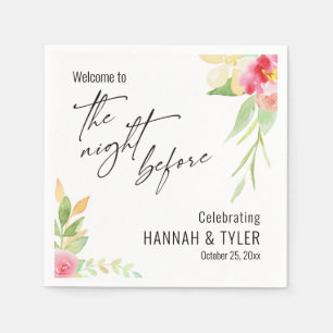 Welcome to The Night Before Pink Floral Bouquets Napkins