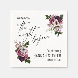 Welcome to The Night Before Realistic Pink Florals Napkins