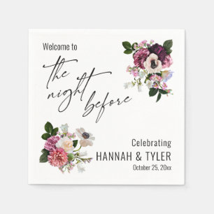 Welcome to The Night Before Realistic Pink Flowers Napkins