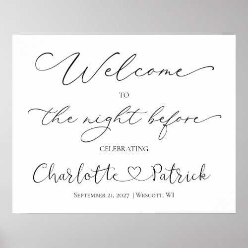 Welcome to the Night Before Sign Black White