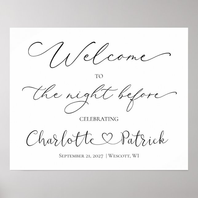 Welcome to the Night Before Sign Black White (Front)