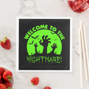 Welcome to the Nightmare Green Halloween Paper Dinner Napkins