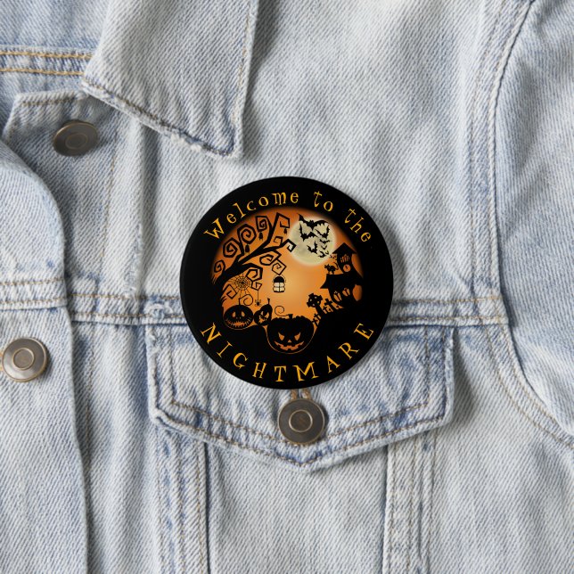 Welcome to the Nightmare Halloween Pumpkin Custom Button (In Situ)