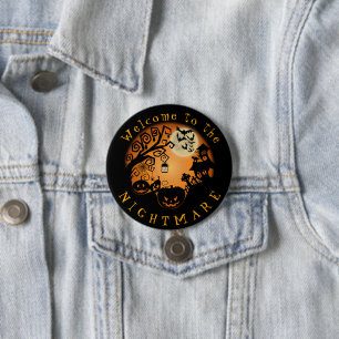 Welcome to the Nightmare Halloween Pumpkin Custom Button