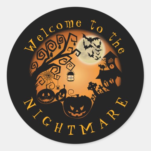 Welcome to the Nightmare Halloween Pumpkin Custom Classic Round Sticker