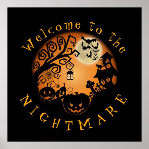 Welcome to the Nightmare Halloween Pumpkin Custom Poster