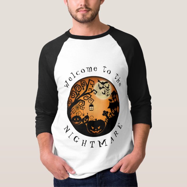 Welcome to the Nightmare Halloween Pumpkin Custom T-Shirt (Front)